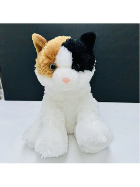 Aurora Calico Tabby Cat 12” White Brown Plush Stuffed Animal 2023